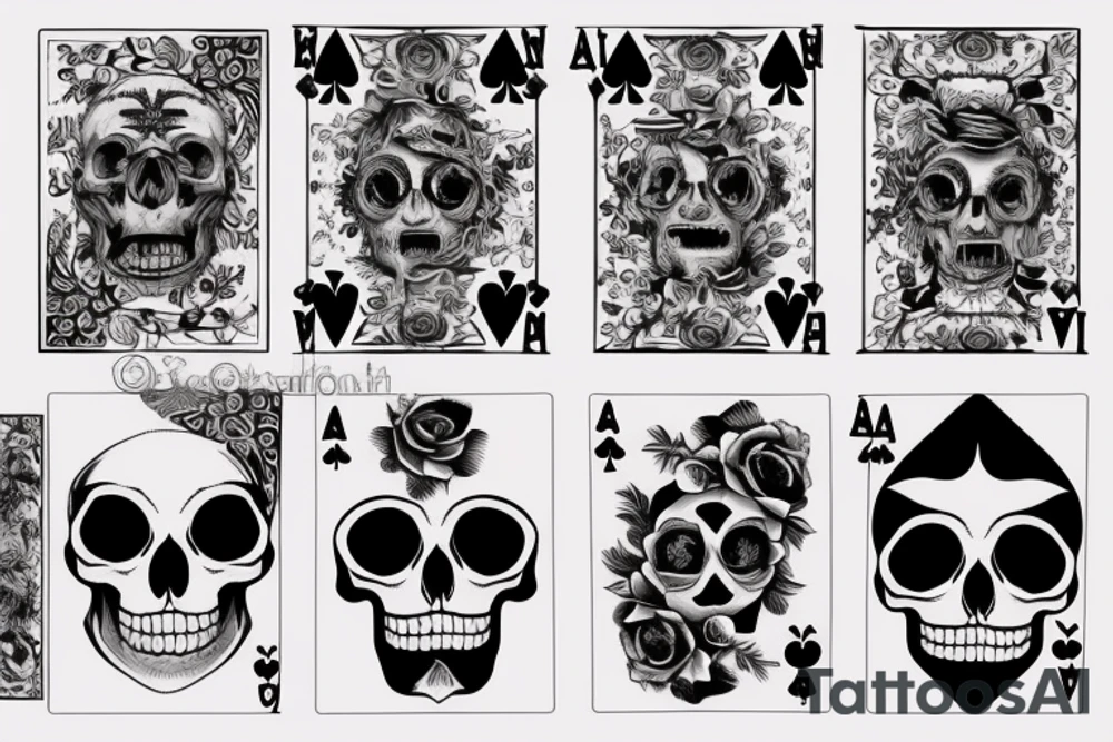 Ace cards with skull tattoo idea