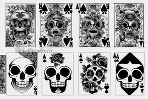 Ace cards with skull tattoo idea