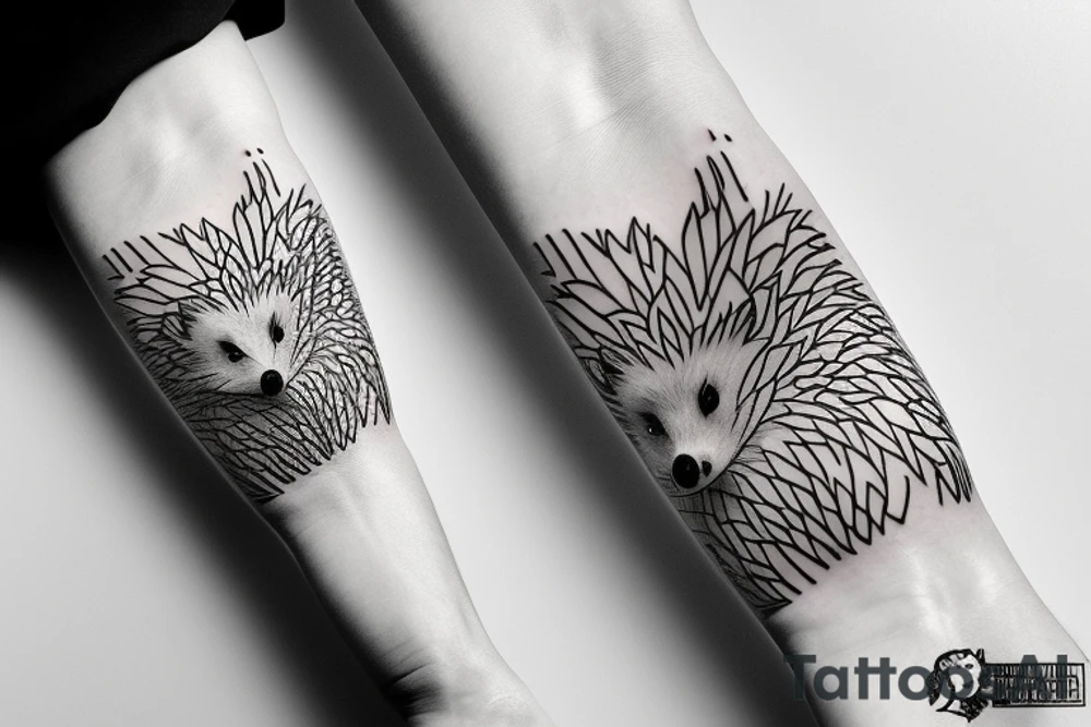 Hedgehog thin line tattoo idea