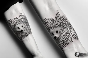 Hedgehog thin line tattoo idea