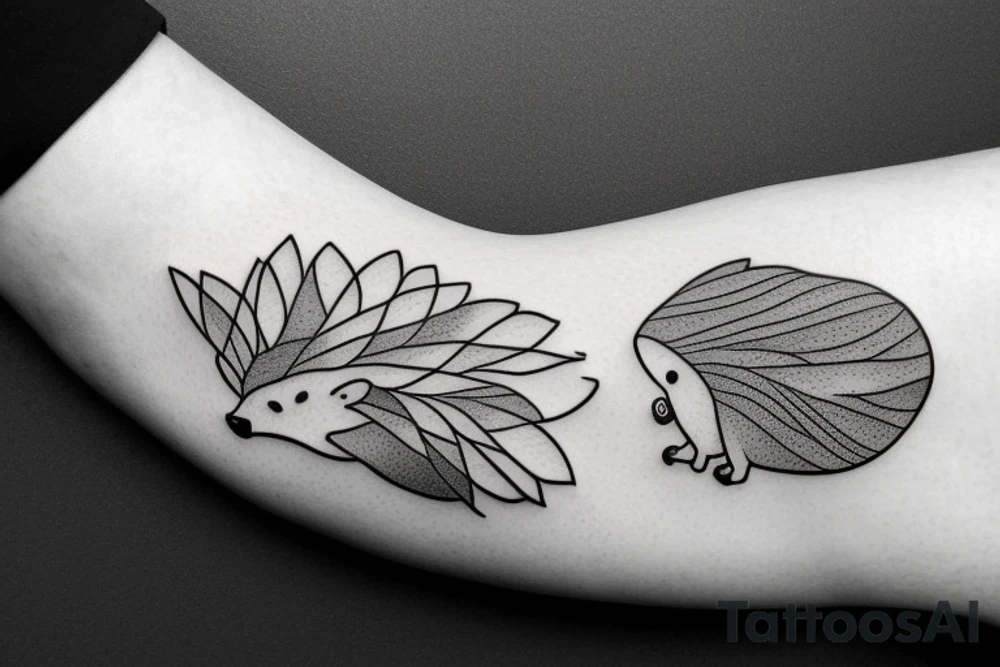 Hedgehog thin line tattoo idea