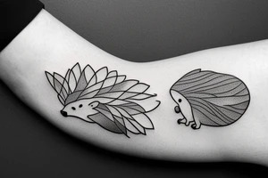 Hedgehog thin line tattoo idea