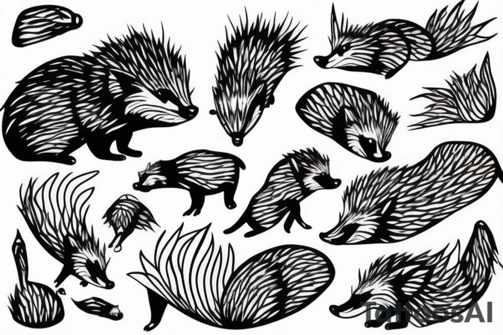Hedgehog thin line tattoo idea
