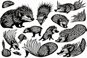 Hedgehog thin line tattoo idea