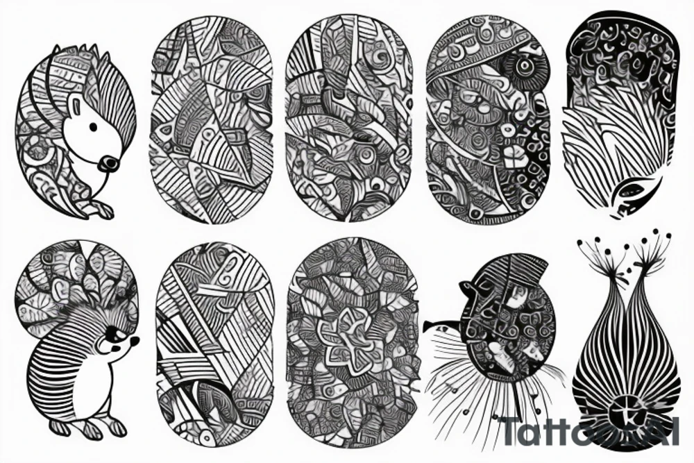 Hedgehog thin line tattoo idea