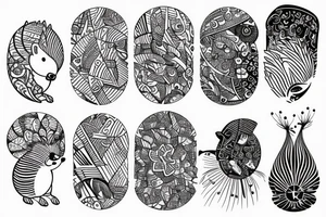 Hedgehog thin line tattoo idea