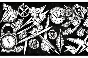 arrow, clock, nature, compas, tattoo idea