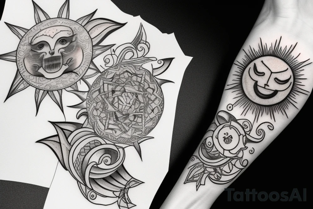 sun and moon tattoo idea