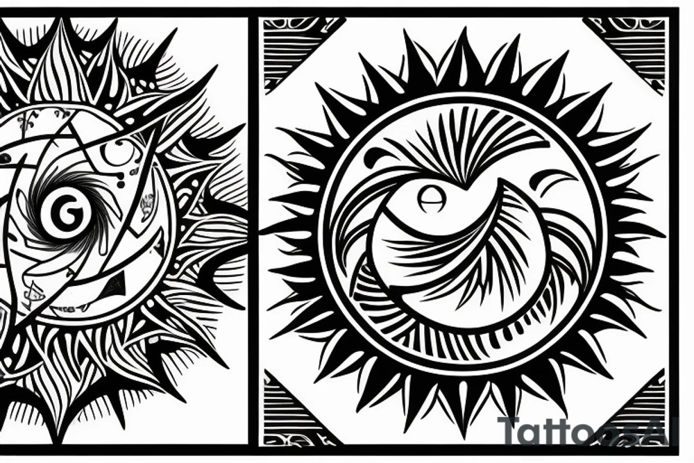 sun and moon symbols woven into each other, as if they are in love tattoo idea