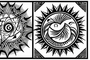 sun and moon symbols woven into each other, as if they are in love tattoo idea