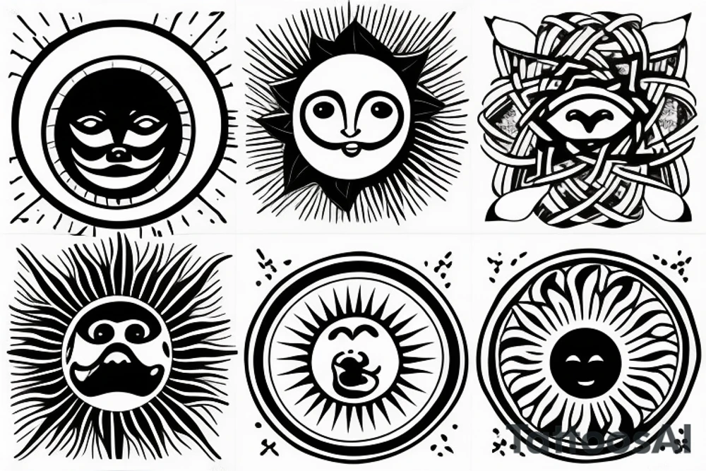 sun and moon symbols woven into each other, as if they are in love tattoo idea