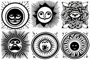 sun and moon symbols woven into each other, as if they are in love tattoo idea