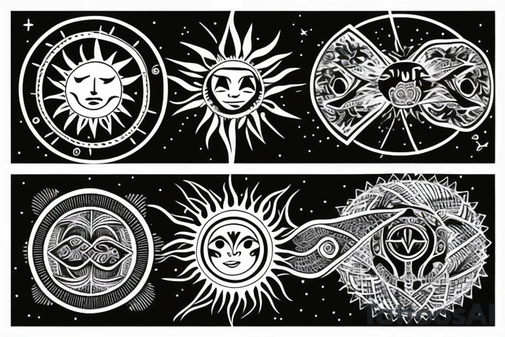 sun and moon symbols woven into each other, as if they are in love tattoo idea
