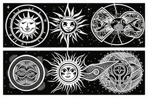 sun and moon symbols woven into each other, as if they are in love tattoo idea