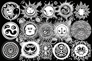 sun and moon symbols woven into each other, as if they are in love tattoo idea