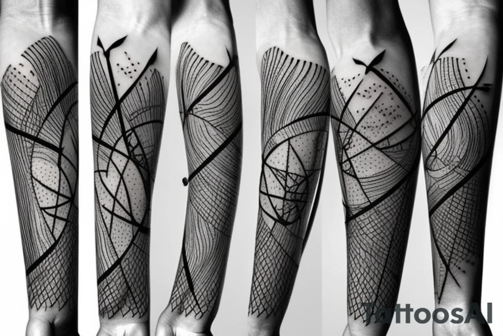 a clock and an arrow combined with nature tattoo idea