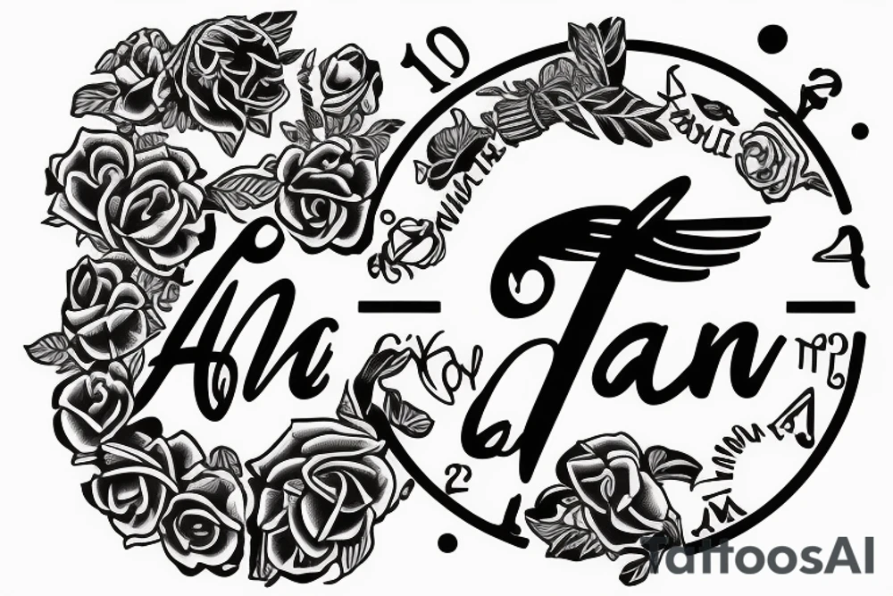 Name Liam with date of birth January 28, 2023 tattoo idea