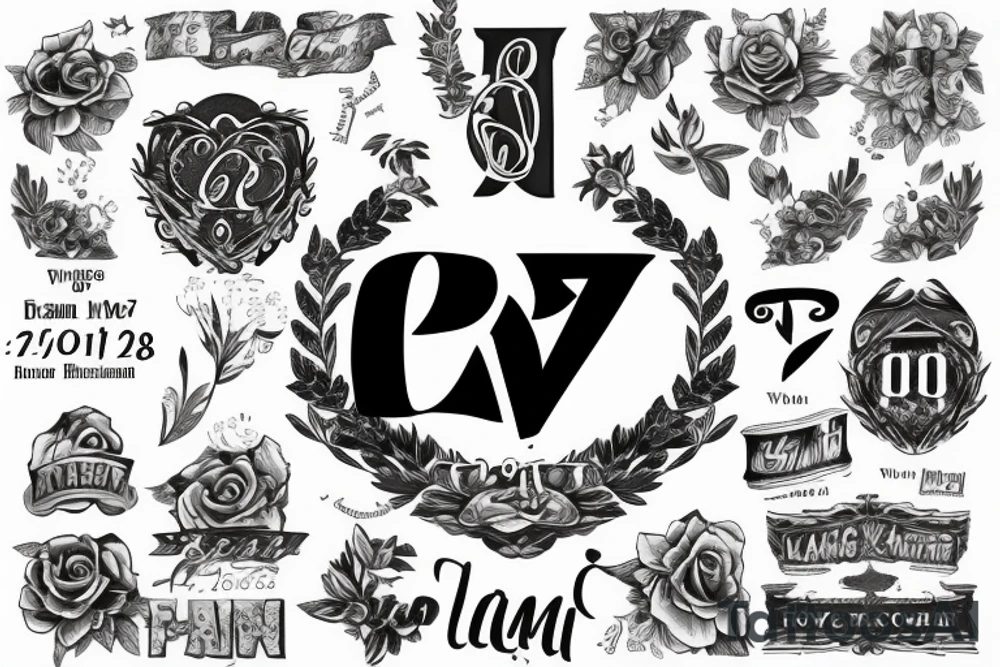 Name Liam with date of birth in roman numerals 01-28-2023 tattoo idea
