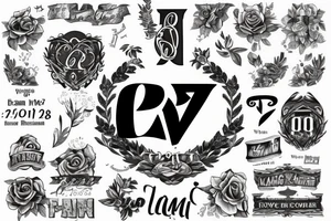 Name Liam with date of birth in roman numerals 01-28-2023 tattoo idea