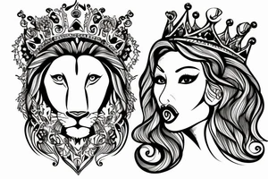 Lioness with a queens crown tattoo idea