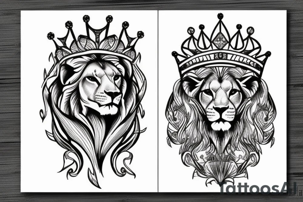 Lioness with a queens crown tattoo idea