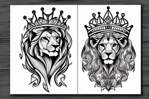 Lioness with a queens crown tattoo idea