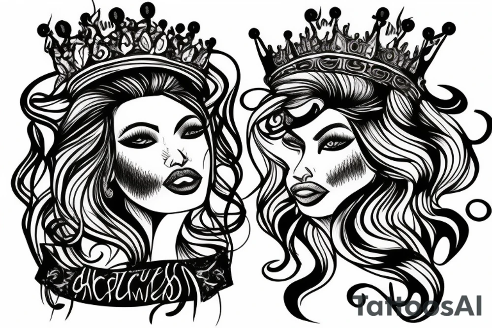 Lioness with a queens crown tattoo idea