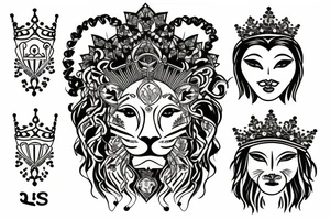 Lioness with a queens crown tattoo idea