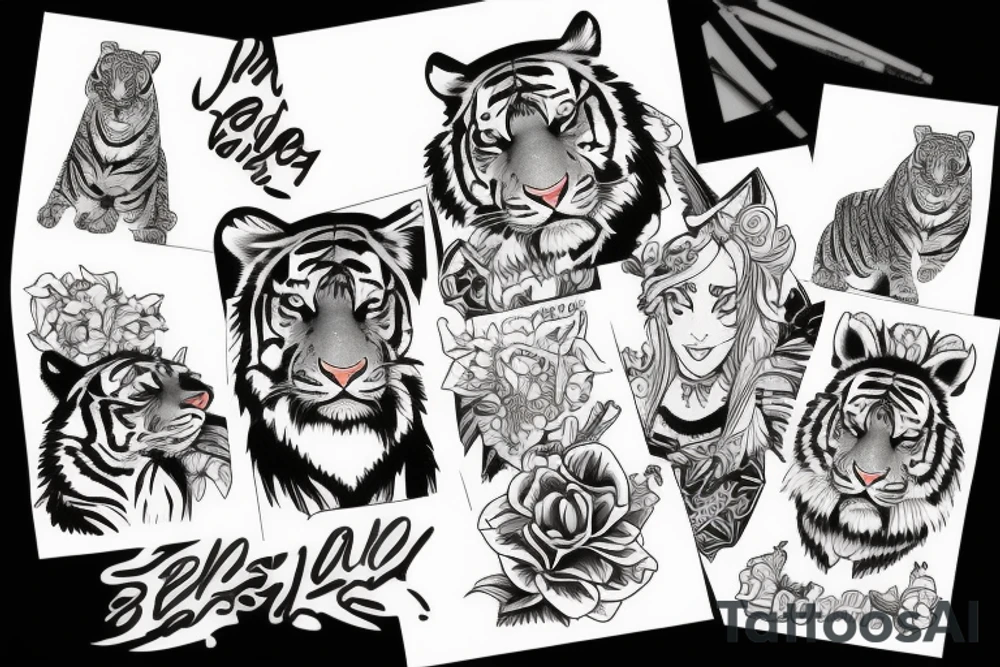 Tiger und woman tattoo idea