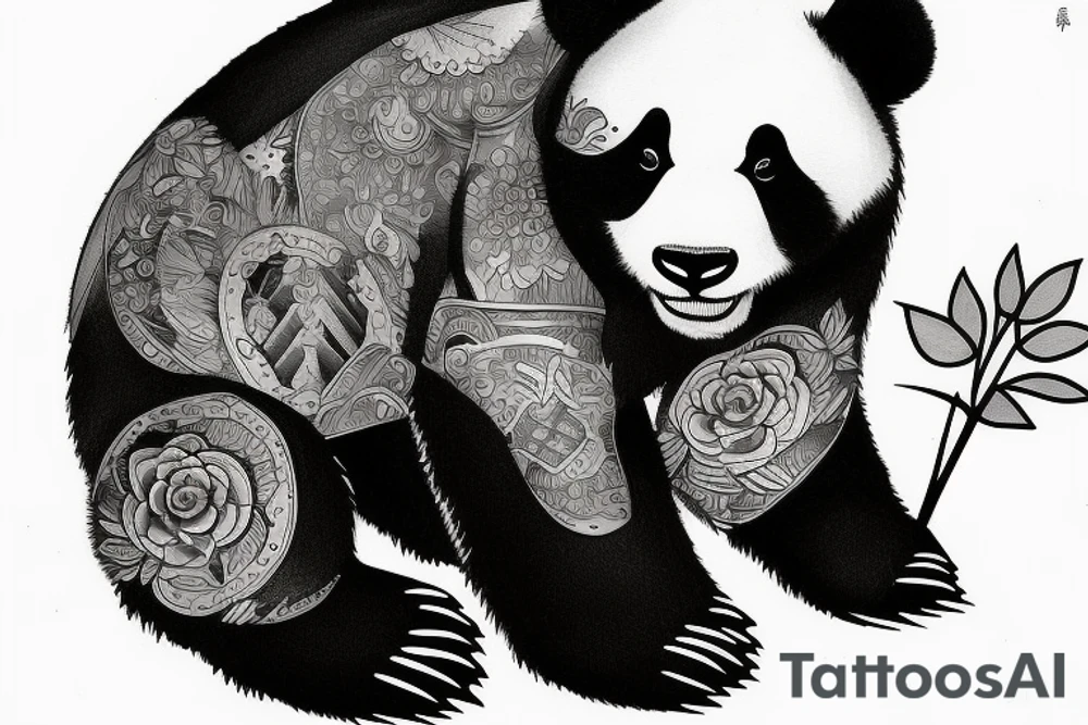 bear painting itself as panda tattoo idea