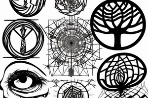 Geometry tree with a Fibonacci, an Eye of Providence and a skeleton tattoo idea