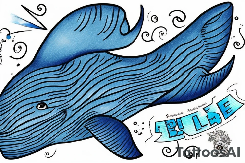 blue whale with shading tattoo idea