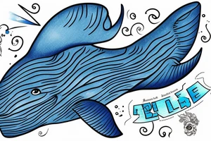 blue whale with shading tattoo idea