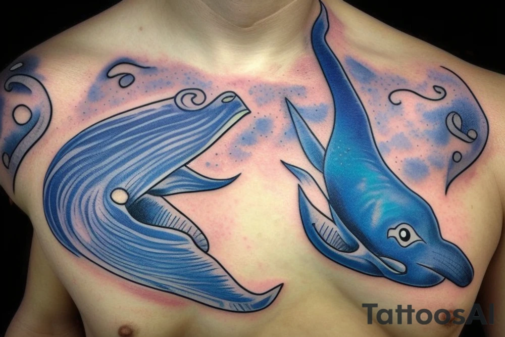 blue whale with shading tattoo idea