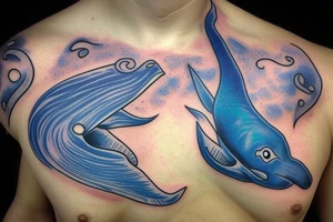 blue whale with shading tattoo idea