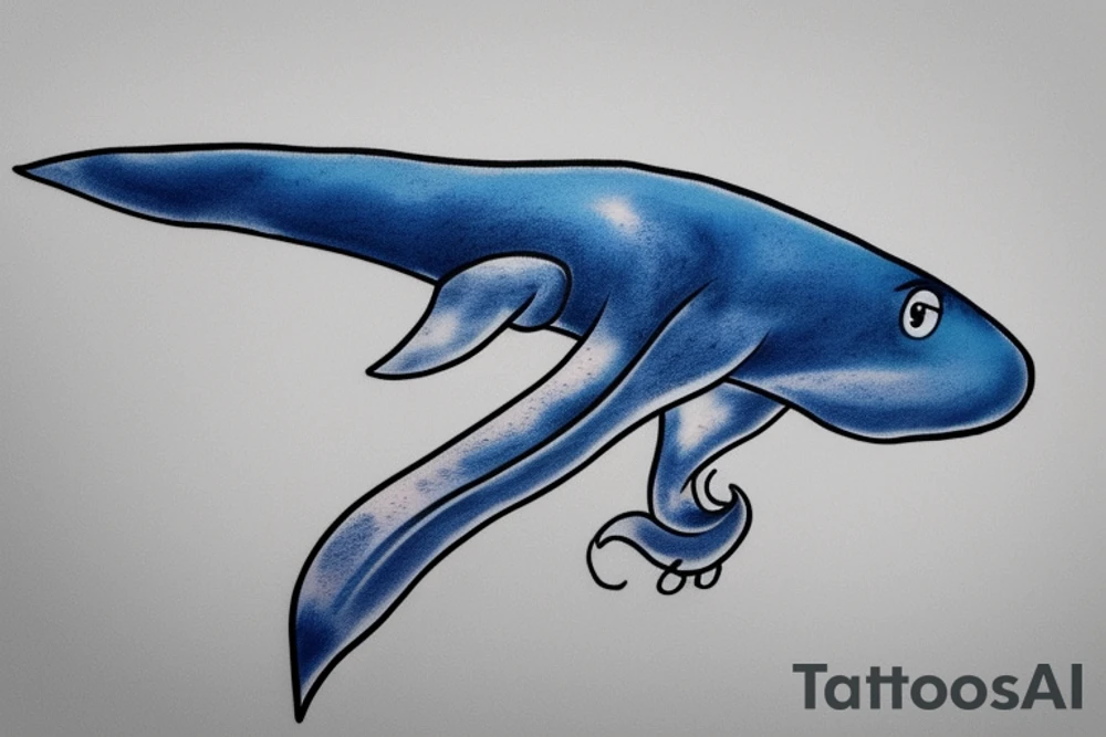 blue whale with shading tattoo idea