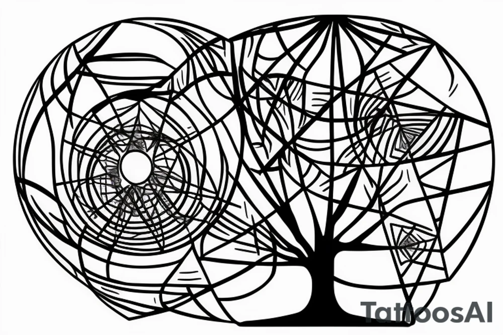 Geometry tree with a Fibonacci, an Eye of Providence and a skeleton tattoo idea