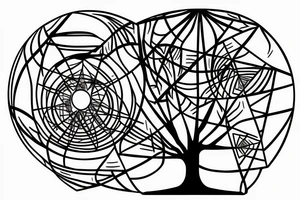 Geometry tree with a Fibonacci, an Eye of Providence and a skeleton tattoo idea