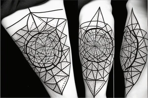 Geometry tree with a Fibonacci, an Eye of Providence and a skeleton tattoo idea