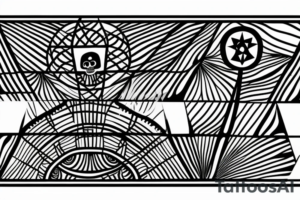Tree with a Fibonacci, an Eye of Providence and a skeleton tattoo idea