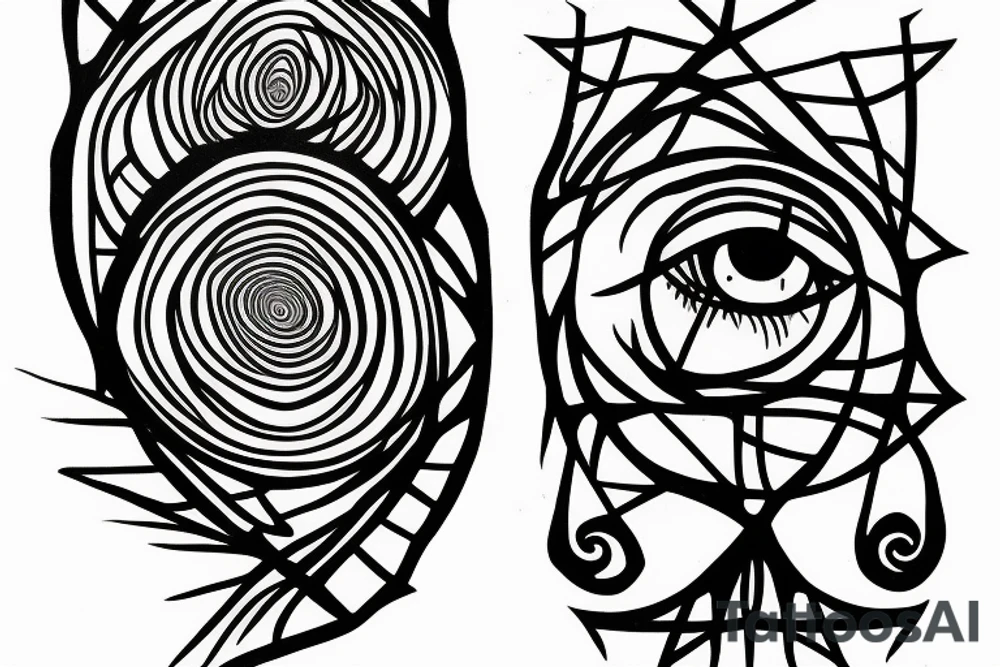 Tree with a Fibonacci, an Eye of Providence and a skeleton tattoo idea