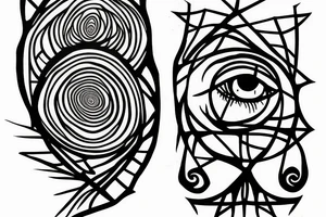 Tree with a Fibonacci, an Eye of Providence and a skeleton tattoo idea