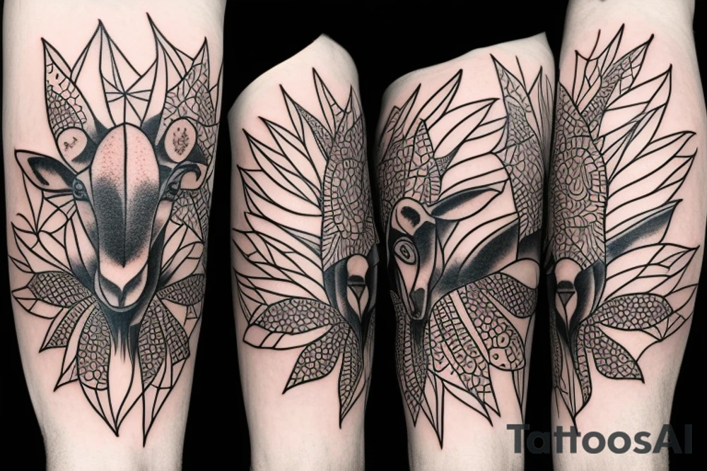 Flower goat kangaroo australia tattoo idea