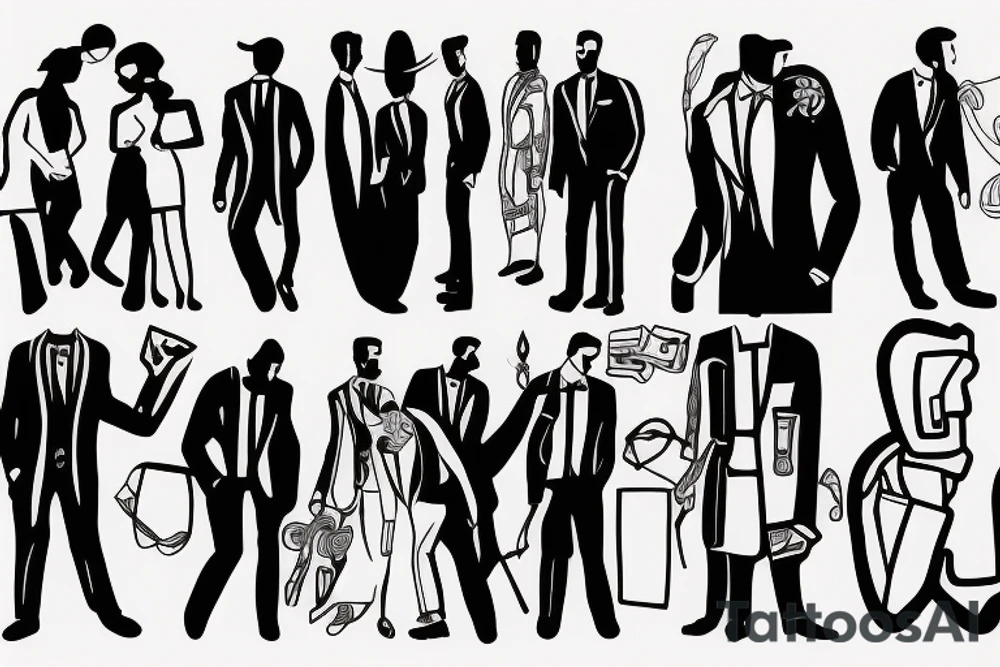 man in suit tattoo idea