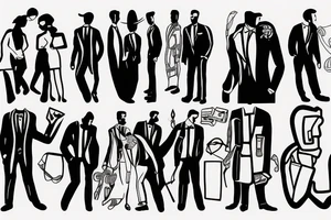 man in suit tattoo idea