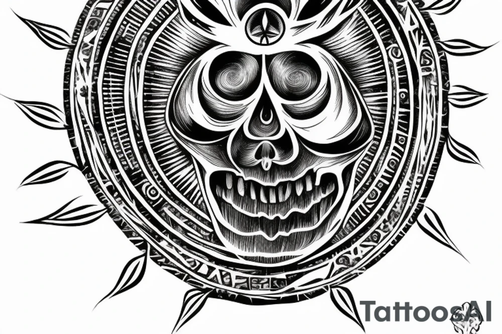 Millenary tree with An Eye of Providence in the skull tattoo idea