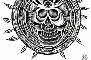 Millenary tree with An Eye of Providence in the skull tattoo idea