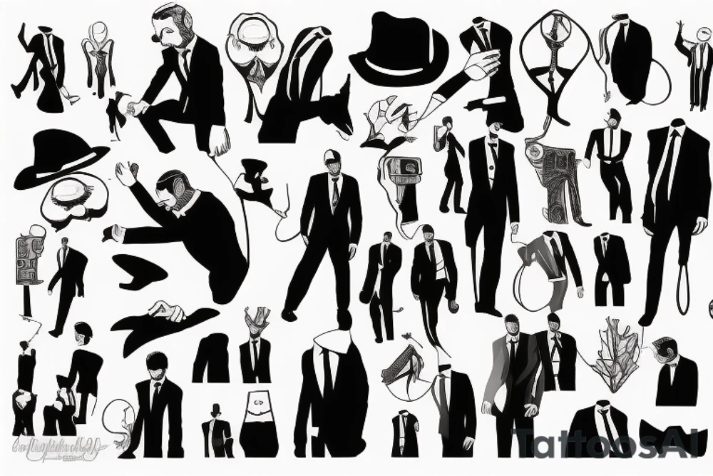 man in suit tattoo idea