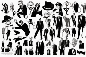 man in suit tattoo idea