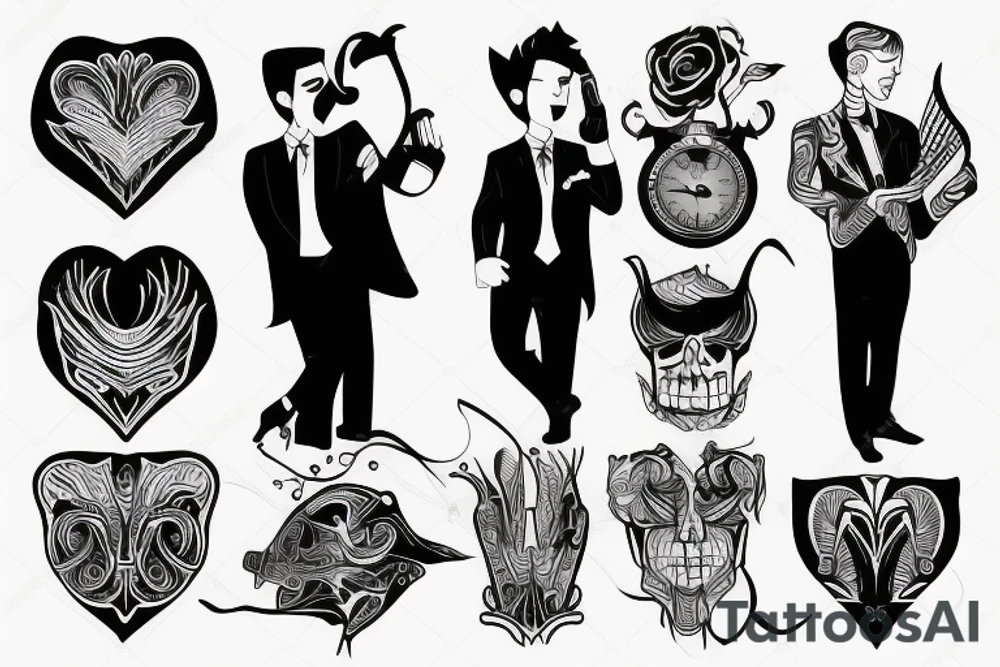 man in suit tattoo idea